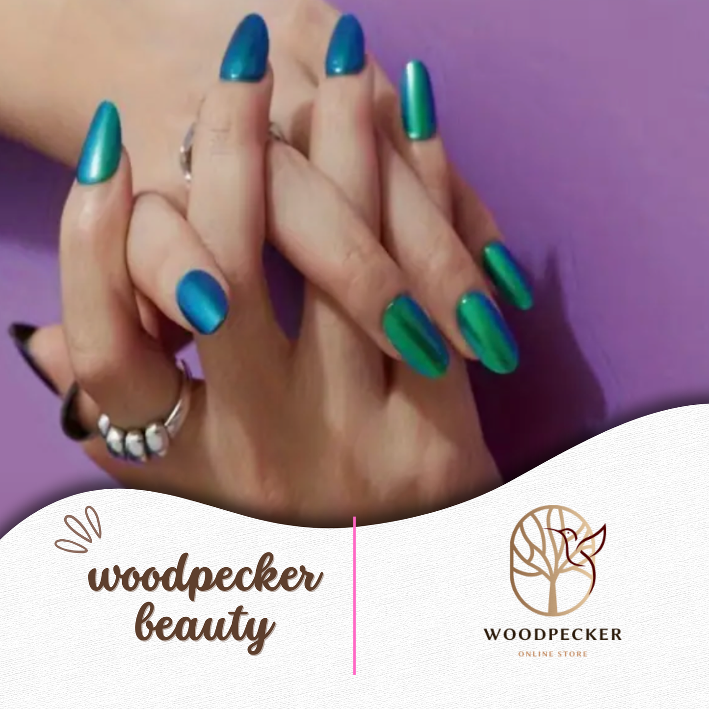 Woodpecker|Sparkling Green Nail Stickers Woodpecker Beauty