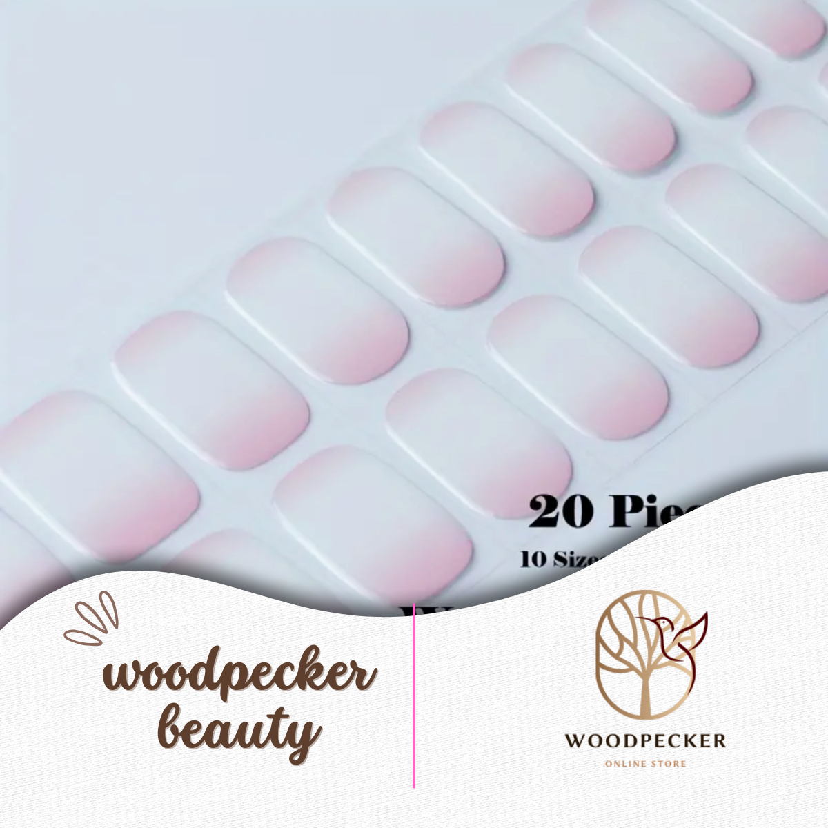 Woodpecker|White to Beige Gradient Nail Stickers Woodpecker Beauty