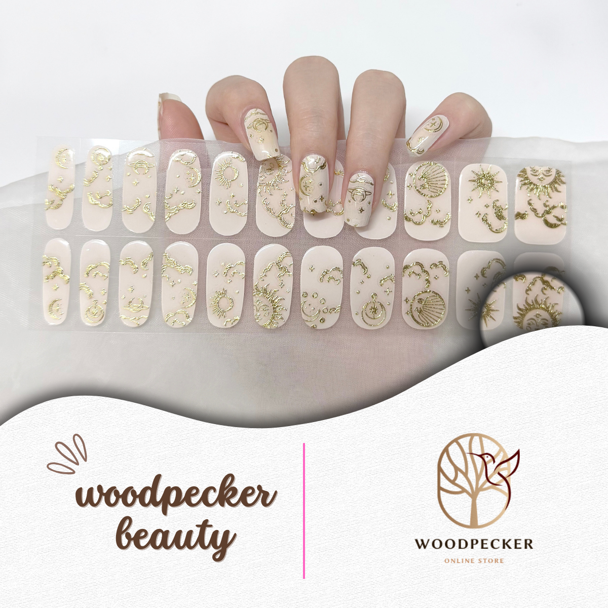 Woodpecker | Nail Art Stickers Celestial Moon&Sun Design Woodpecker Beauty