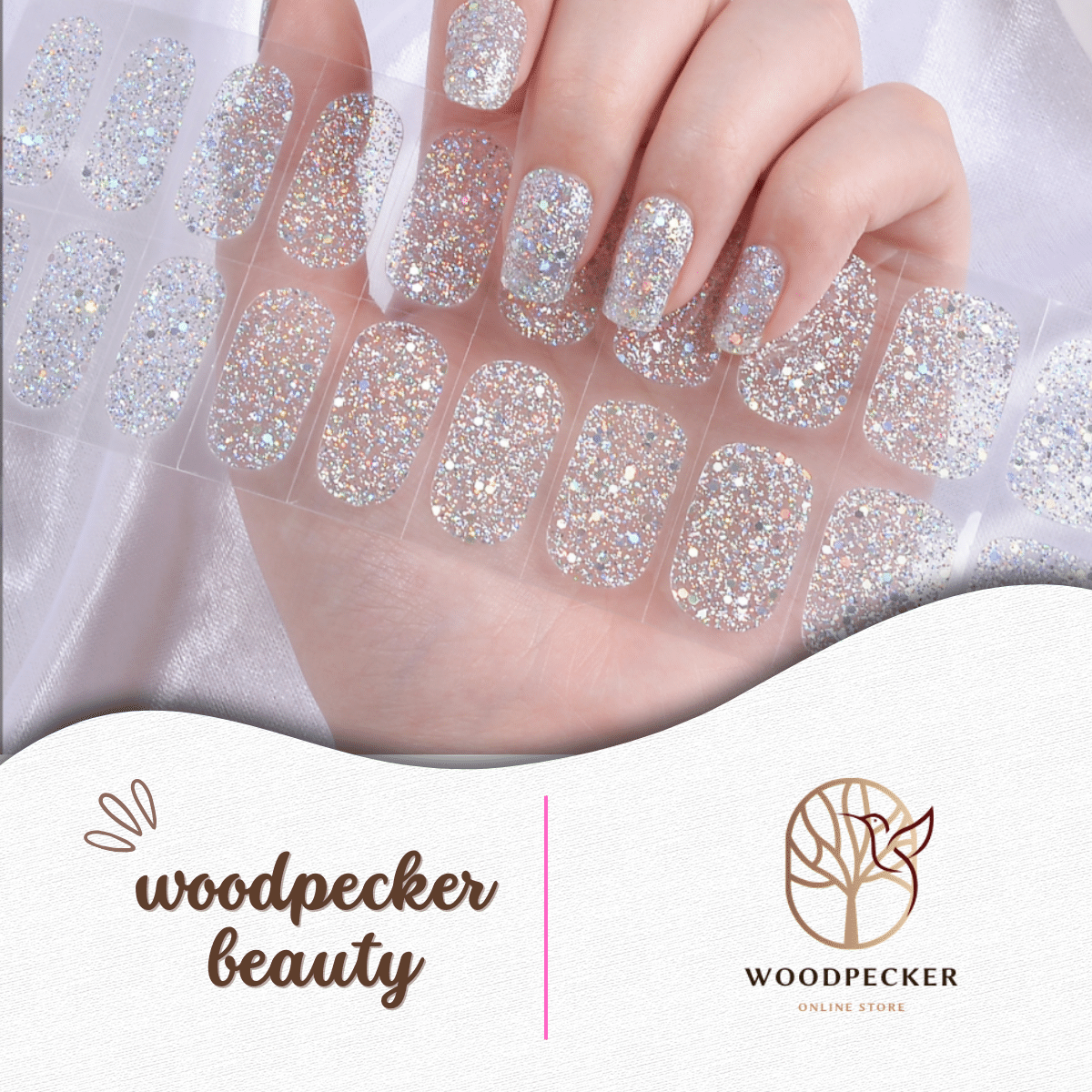 Woodpecker| Glitter Nail sticker Clear Woodpecker Beauty