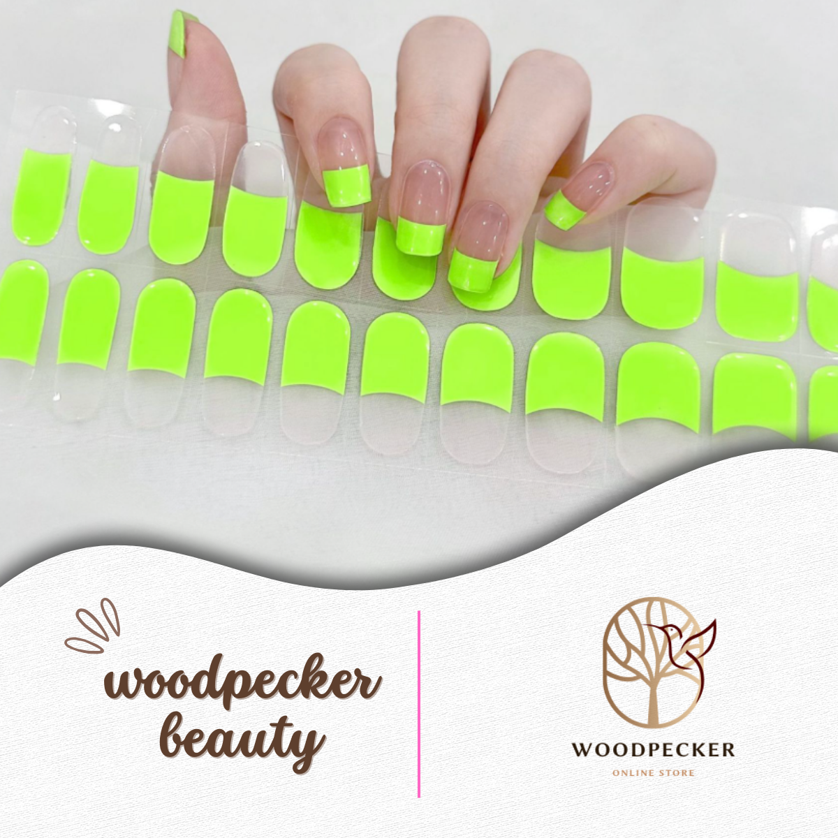 Woodpecker| French Tips Nail Stickers Yellow Woodpecker Beauty