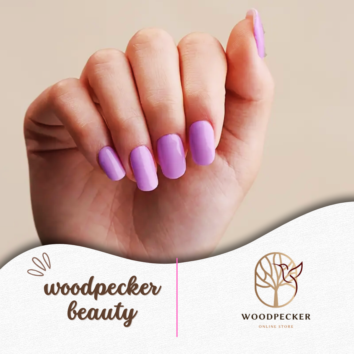 purple nail stickers applied for a smooth and clean manicure look – Woodpecker Beauty