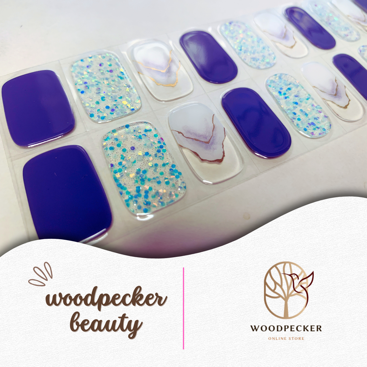 Woodpecker| Nail sticker Design Blue Style Woodpecker Beauty