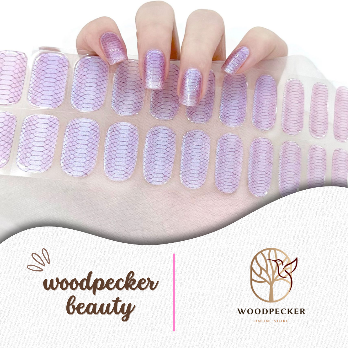 Woodpecker|Snakeskin Purple Textured Nail Stickers Woodpecker Beauty