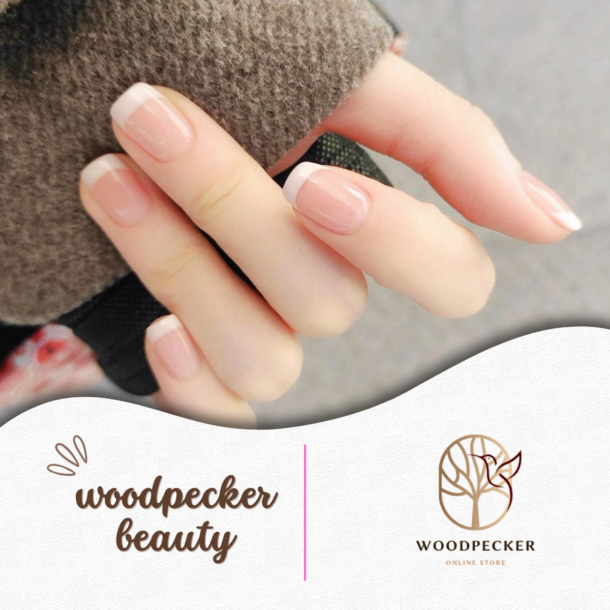 Woodpecker|White French Tip Nail Stickers Classic Woodpecker Beauty