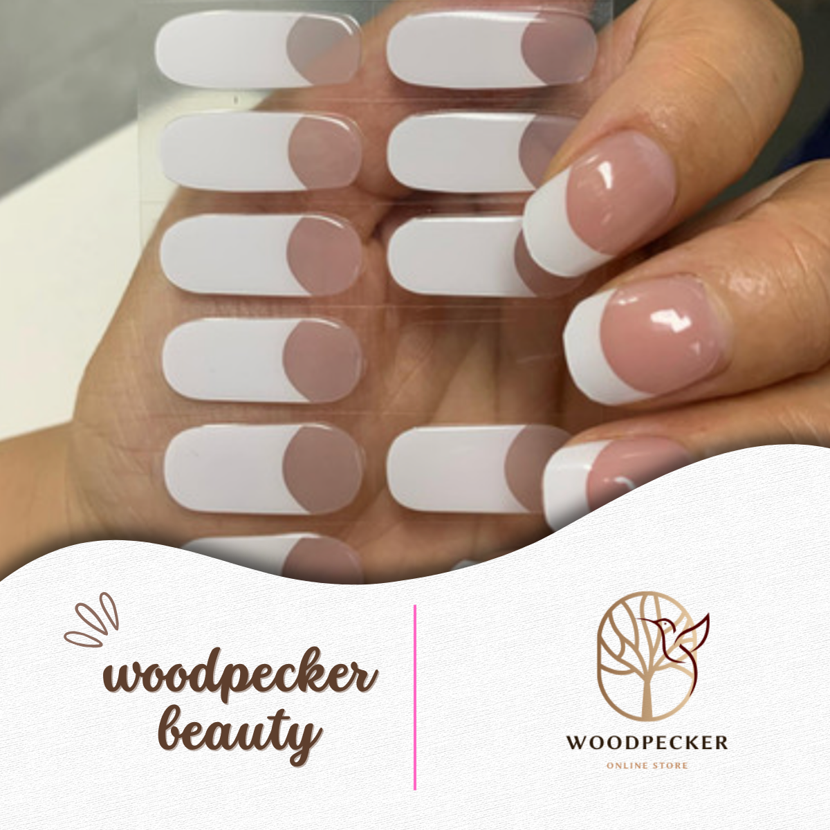 Woodpecker|White French Tip Nail Stickers Classic Woodpecker Beauty