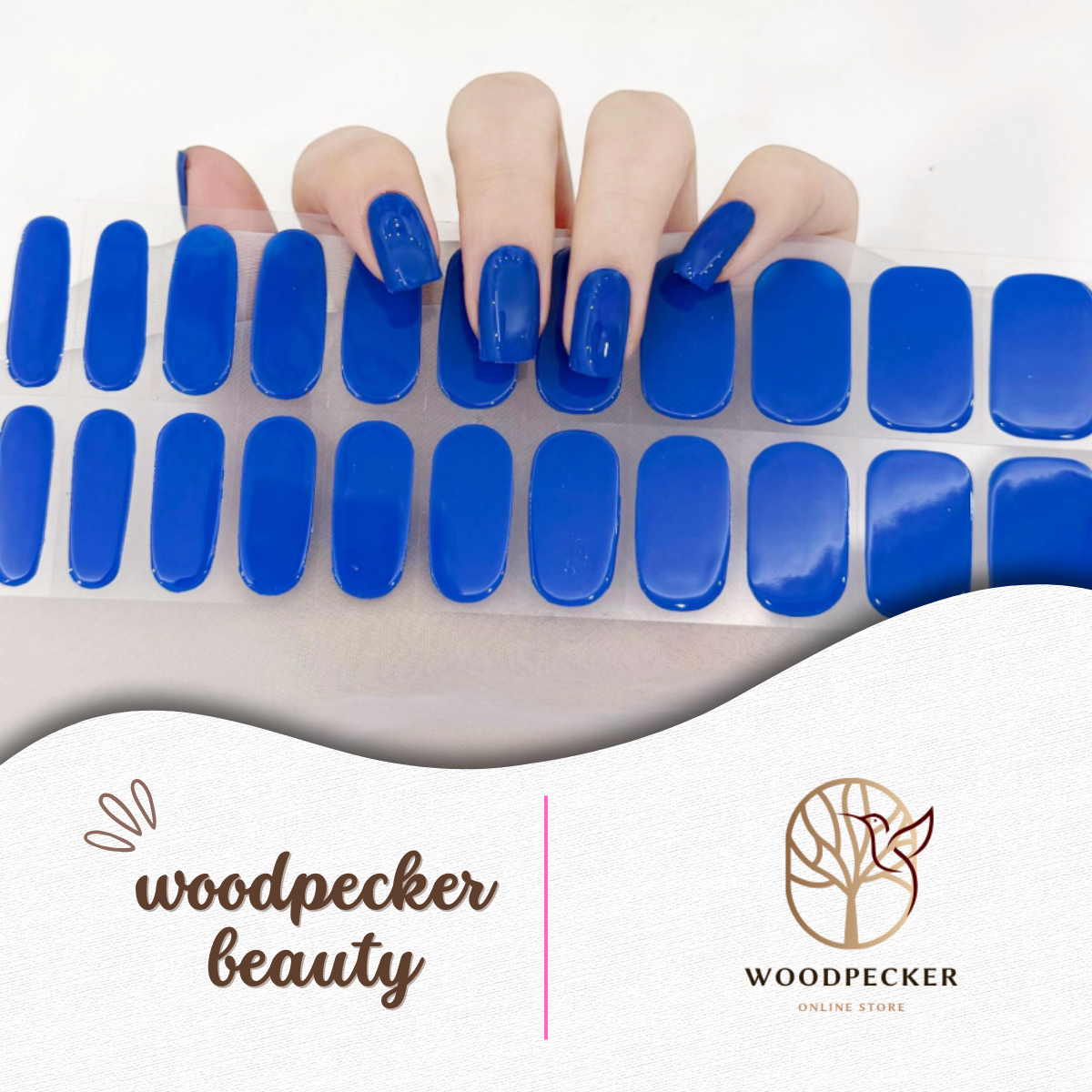 Royal blue nail stickers – bold and vibrant color by Woodpecker Beauty
