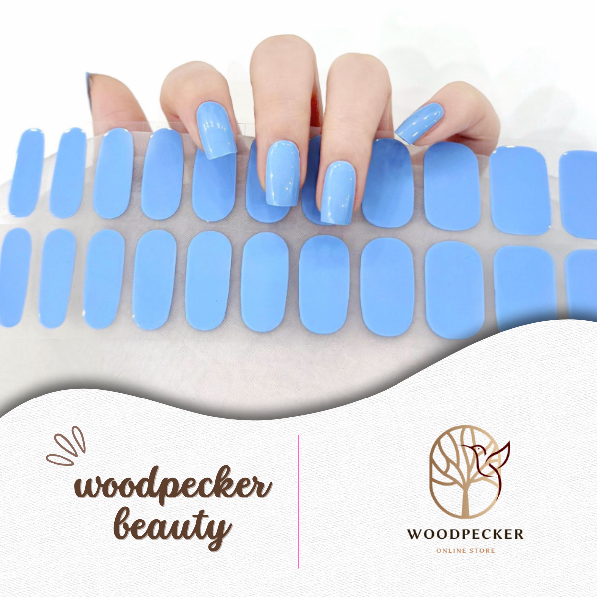 Glossy royal blue nail wraps – bold and vivid color for statement nails