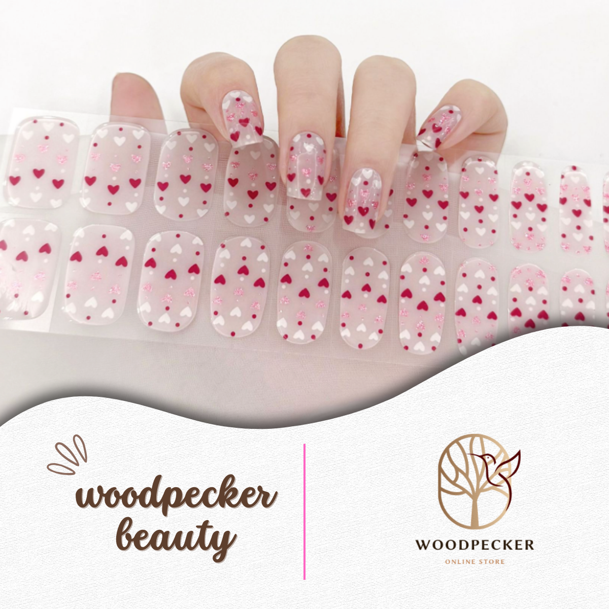 Cute red heart and dot design nail stickers – Valentine’s special