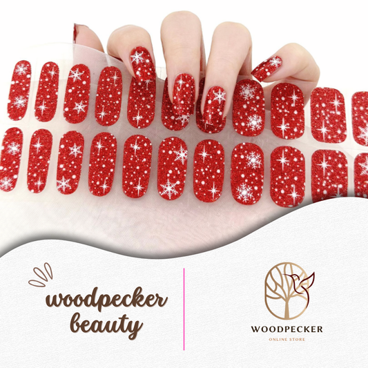 Woodpecker |Christmas Red Snowflake Nails