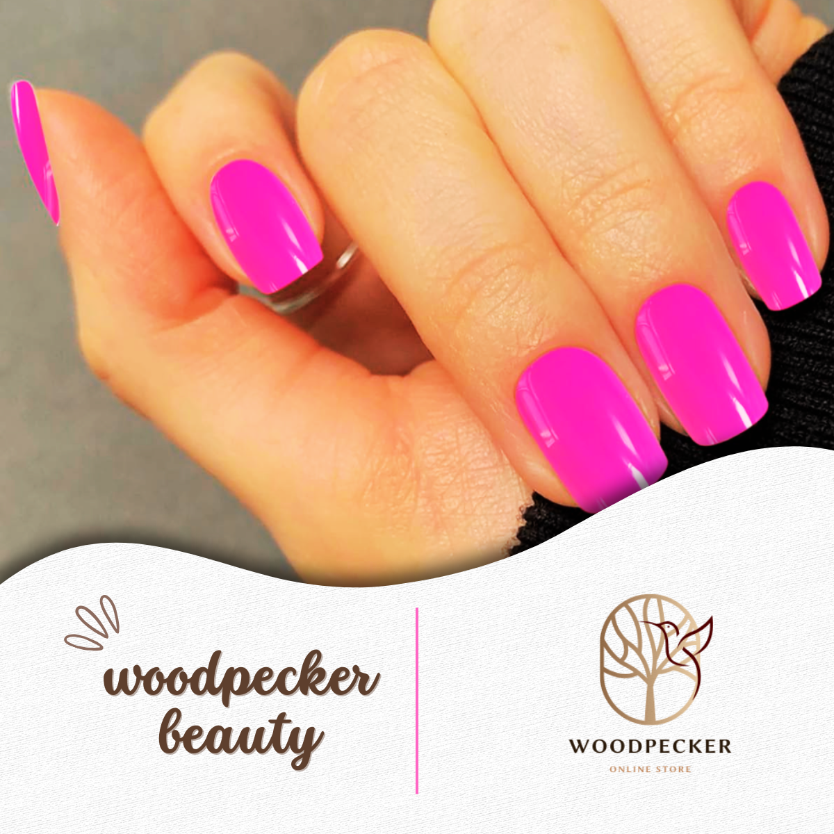 Woodpecker| Solid Nail Sticker Hot Pink