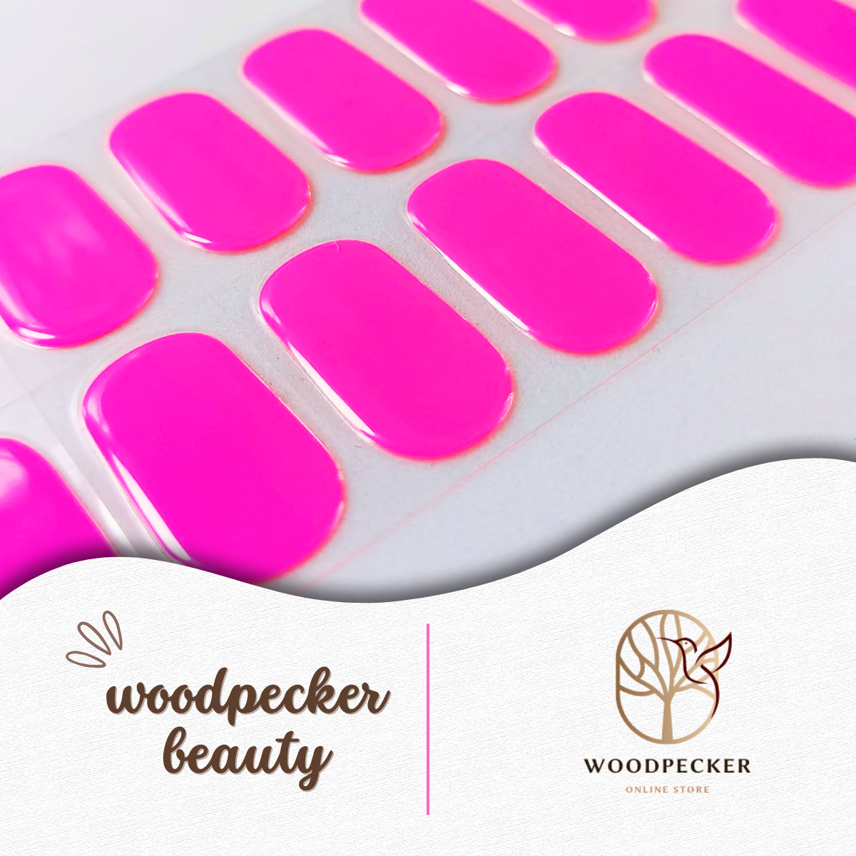 Woodpecker| Solid Nail Sticker Hot Pink