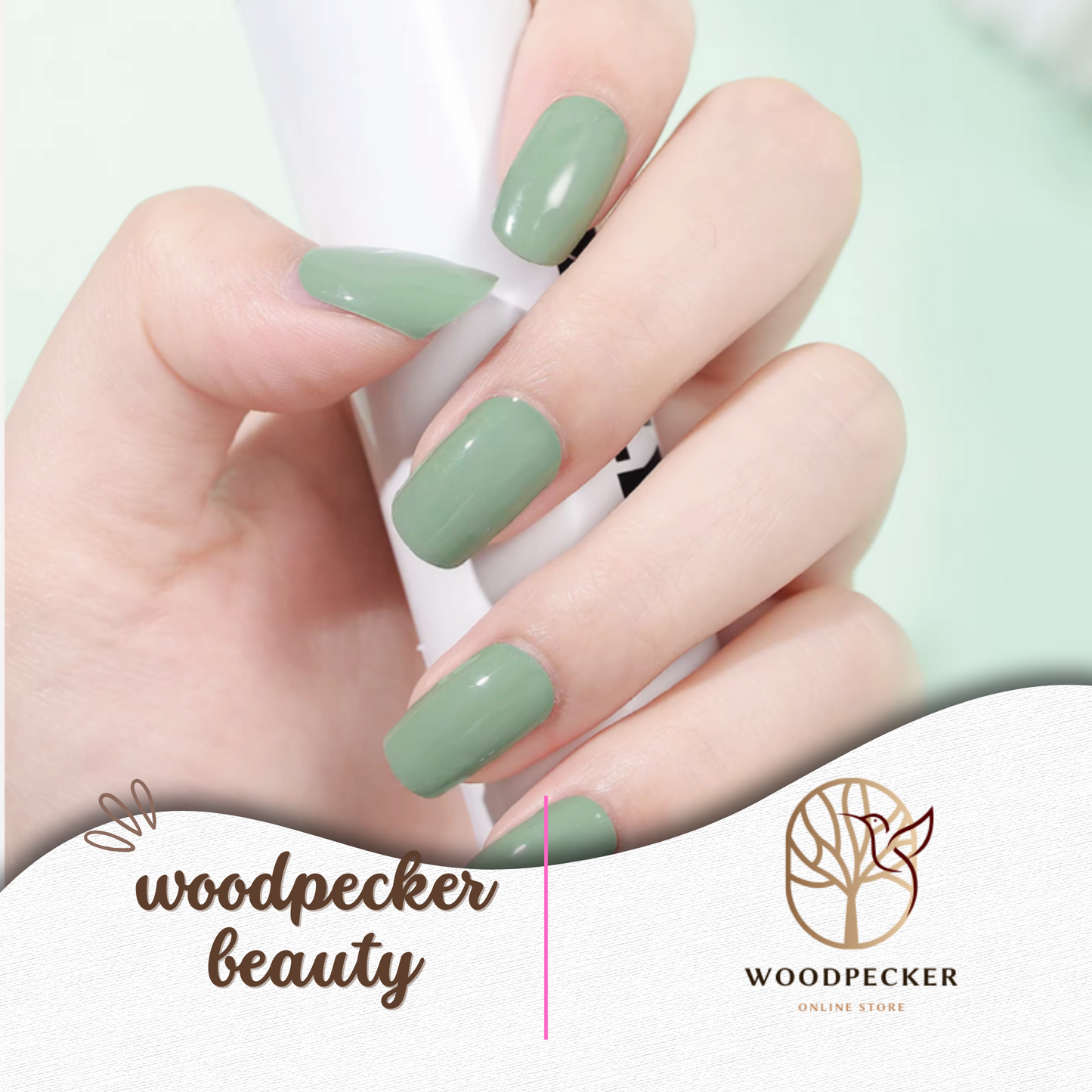 Woodpecker| Solid Nail Sticker Olive