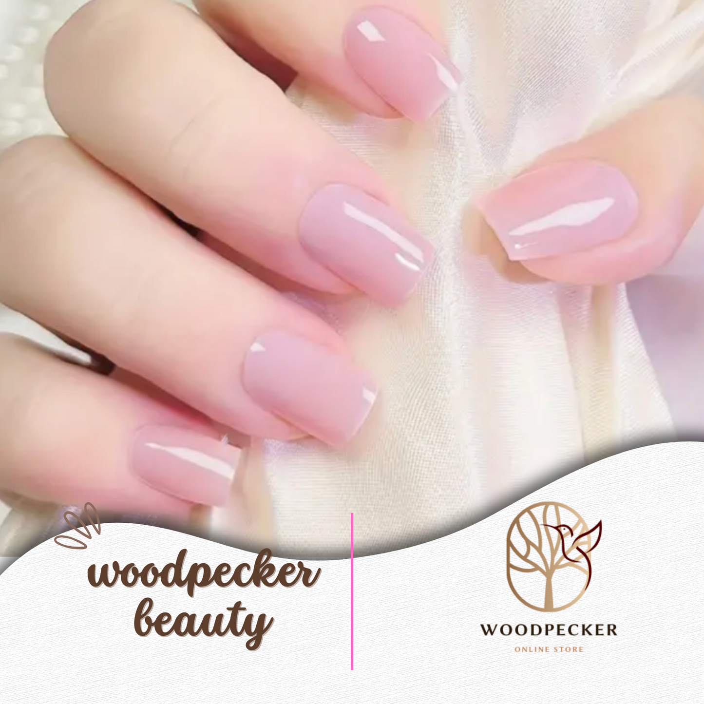 Woodpecker|Solid Nail Stickers Pink