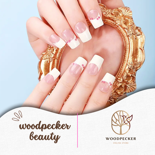 Woodpecker| White Frech Tip Nail Stickers (Cherry)