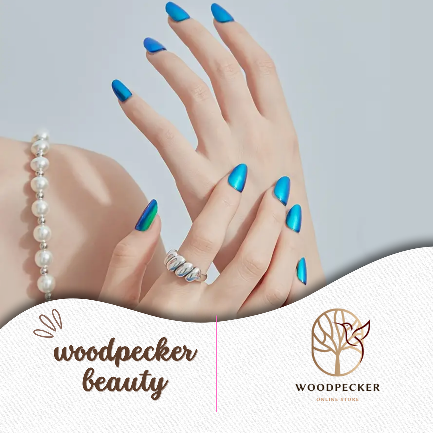 Woodpecker|Sparkling Green Nail Stickers