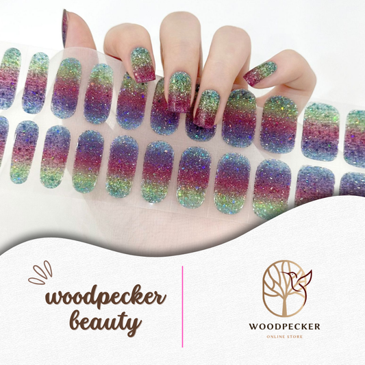 Woodpecker| Rainbow Gradients Sparkle Nail Stickers