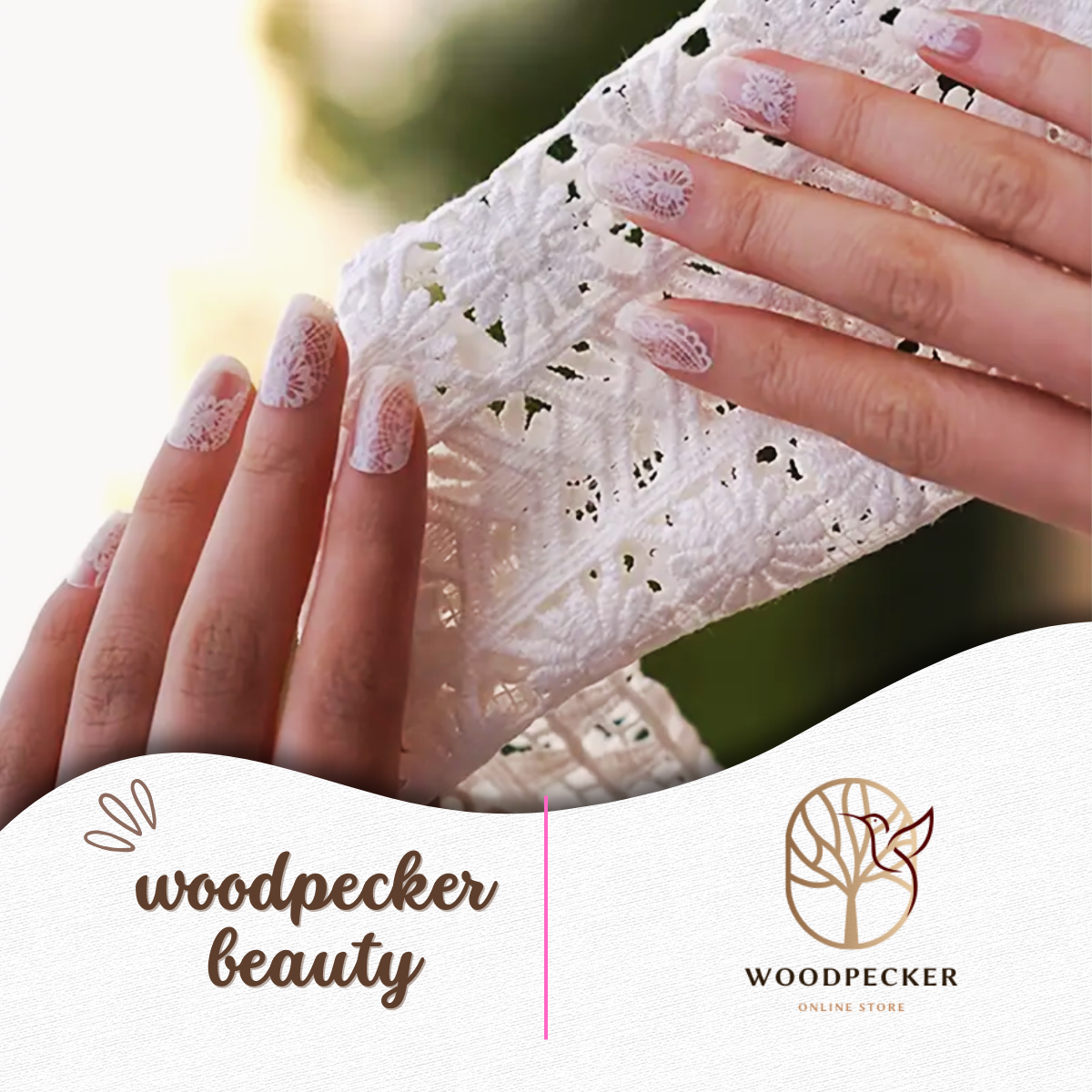 Woodpecker|White Lace Dream Nail Stickers