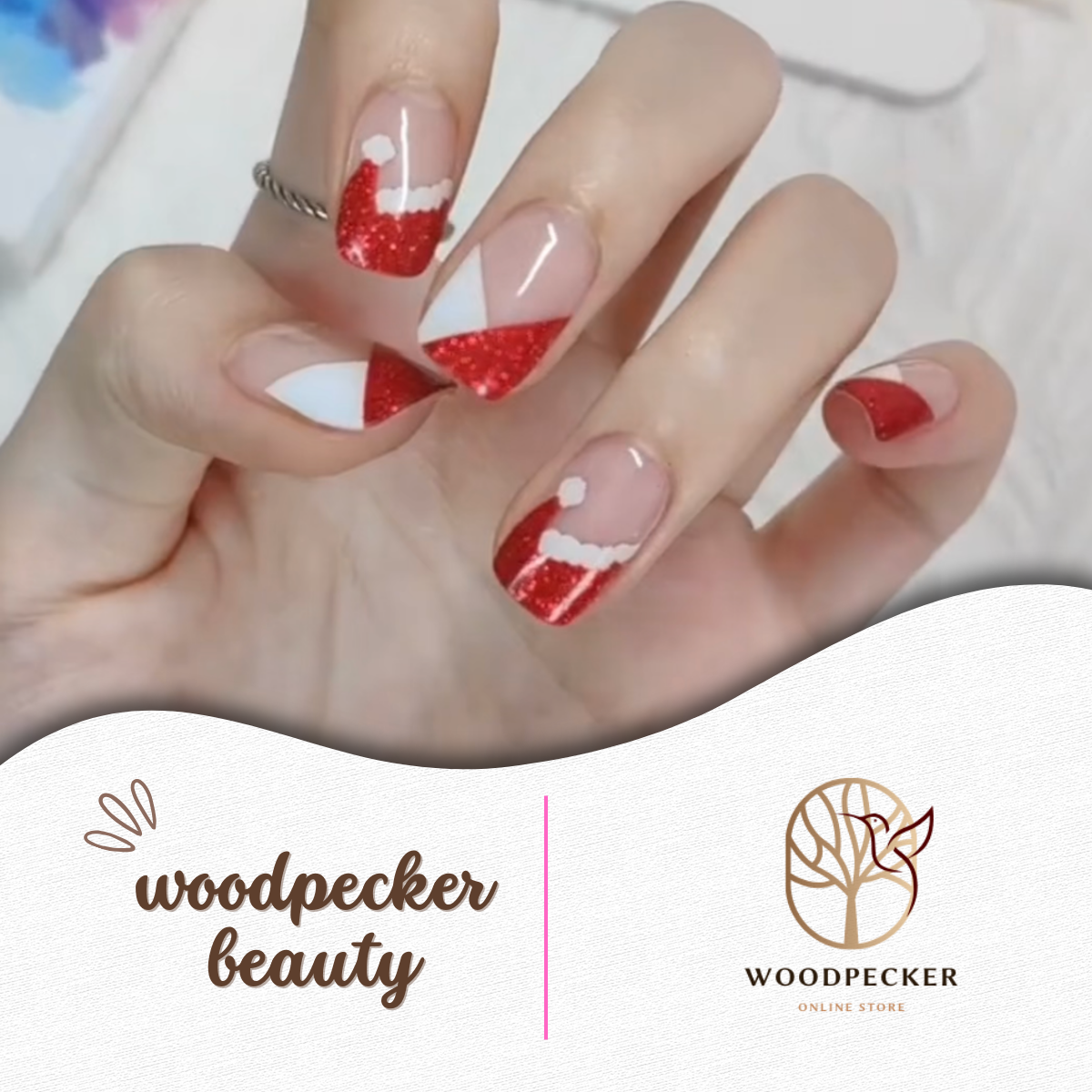 Woodpecker|Christmas Nail Stickers Santa Hats