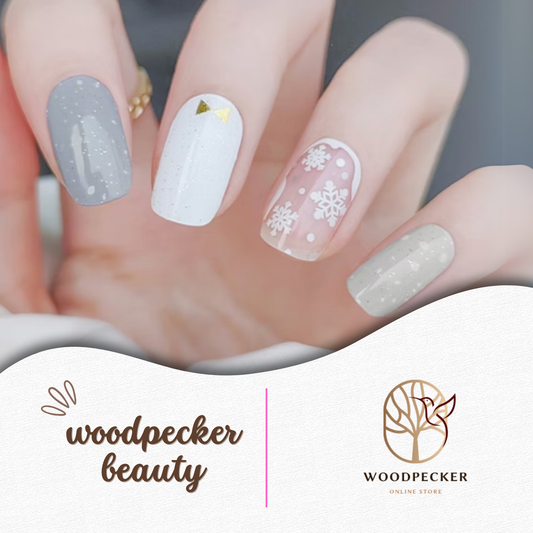 Woodpecker|Winter Nails Stickers Snowflake Grey
