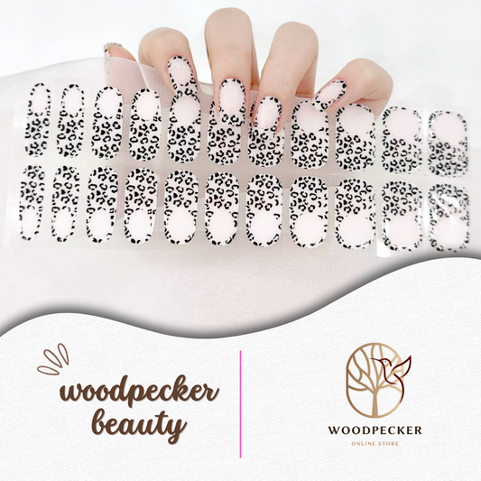 Woodpecker|Pink Leopard Print French Tip Nail Stickers