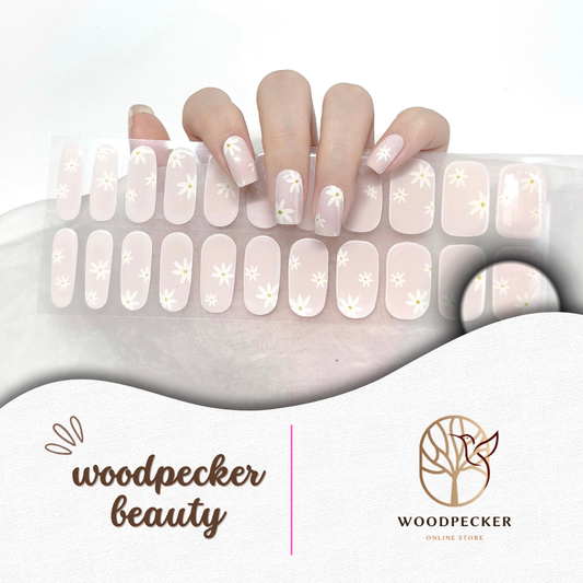 Woodpecker|Nail Stickers light Pink with White Floral Woodpecker Beauty
