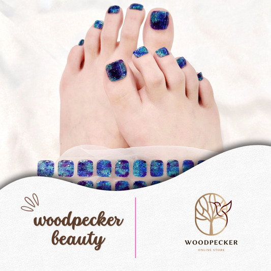 Woodpecker|Sea Mystical Glitter Semi Cured Toenail Stickers