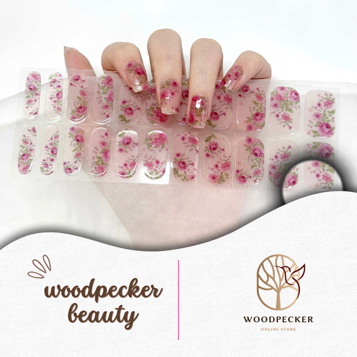 Woodpecker| Nail Art Stickers Vintage Rose accents Woodpecker Beauty
