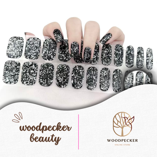 Black Glitter Nail stickers pics