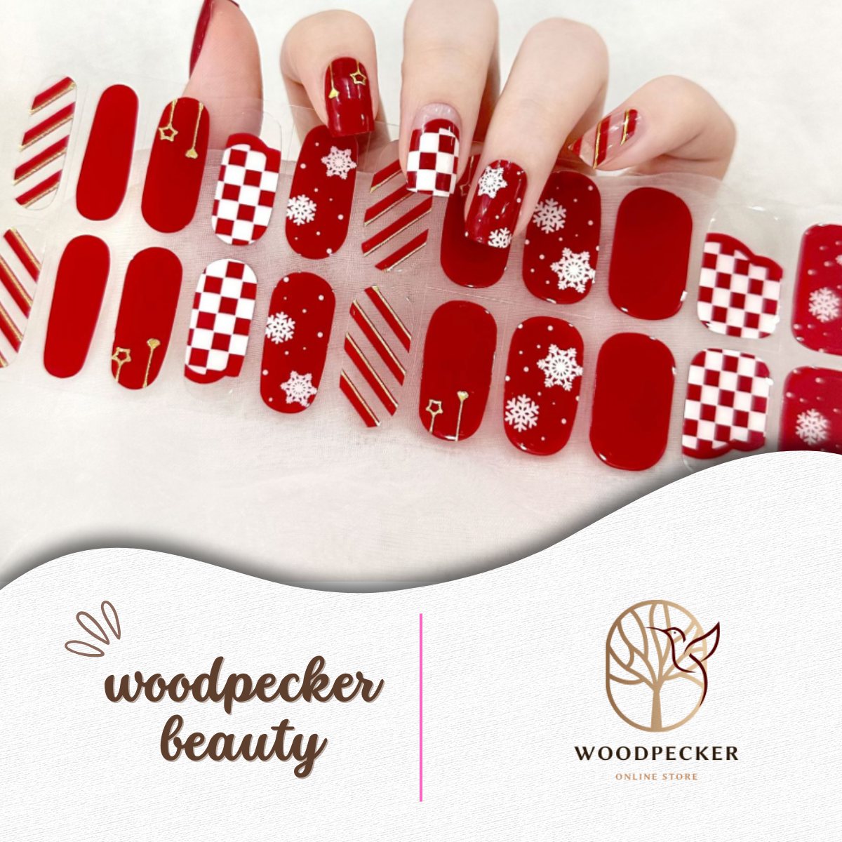 Woodpecker|Christmas Nail Stickers Festive Snowfall