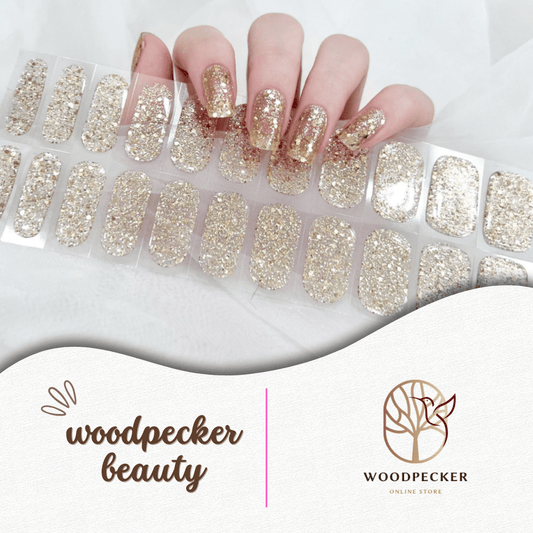 Woodpecker|Glitter Nail Stickers Gold