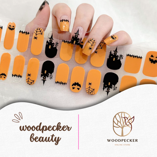 Woodpecker|Halloween Nail Stickers Spooky Orange Delight