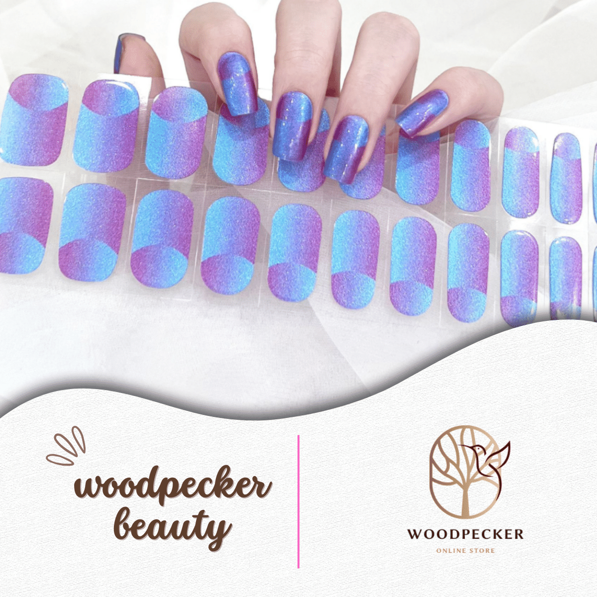 Woodpecker|Checkered Nail Stickers Purple Blue