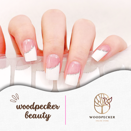 Woodpecker| White French Tip Nail Stickers ( Stripes)