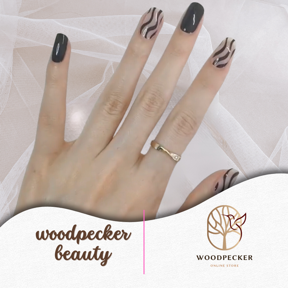 Woodpecker|Zebra Nails Stickers Black&White 2