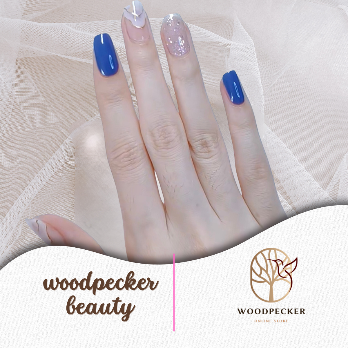 Woodpecker| Nail sticker Design Blue Style