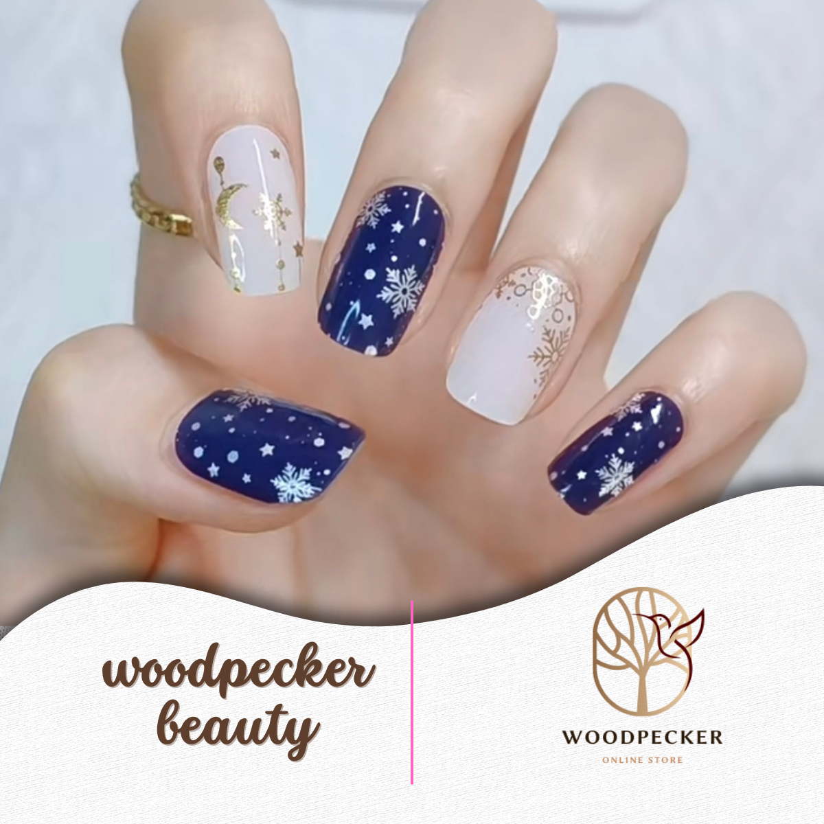 Woodpecker|Christmas Nails Stickers Snowflake