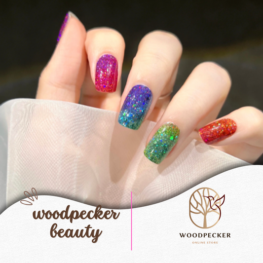 Woodpecker| Rainbow Sparkle Nail Stickers