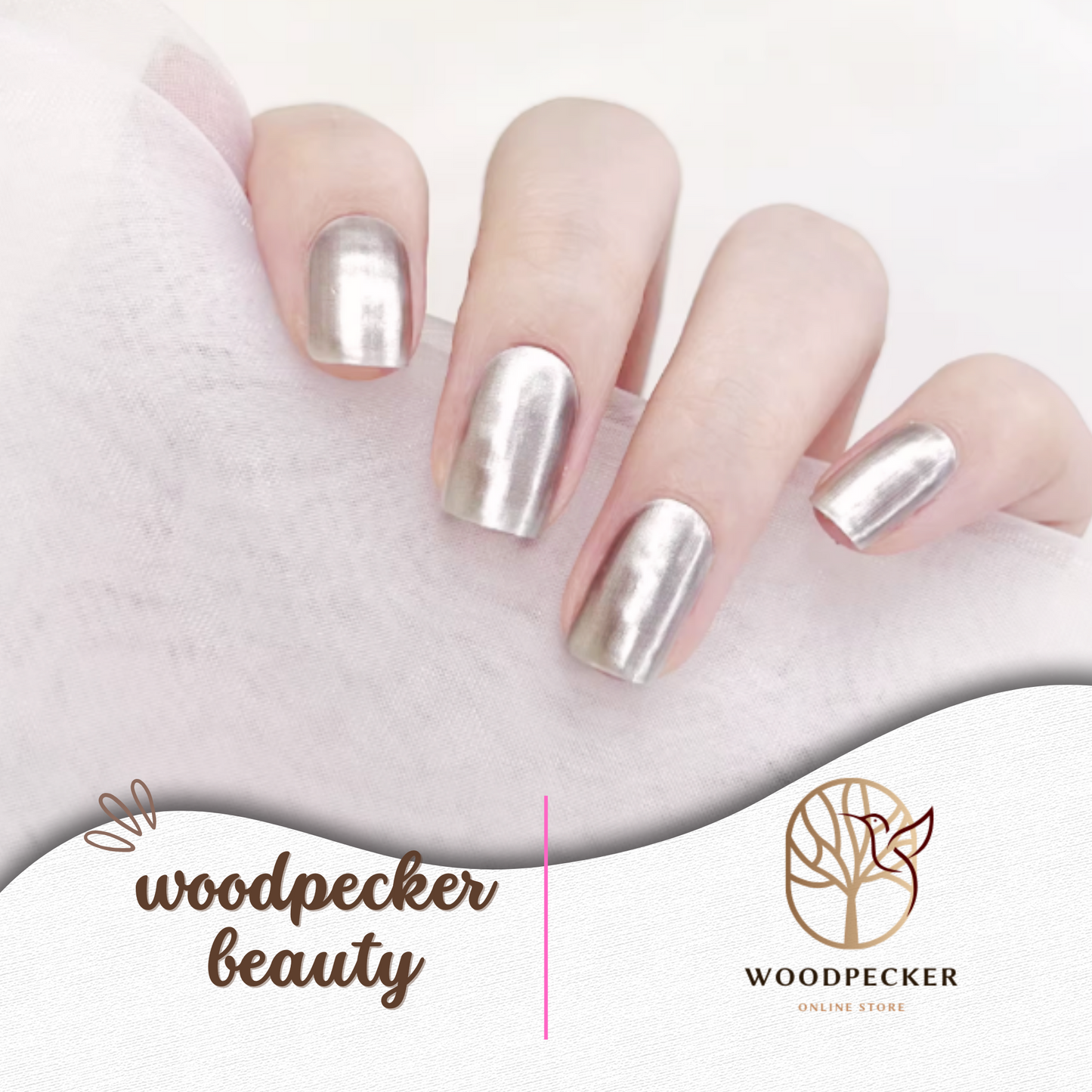 Woodpecker｜Metallic Sliver Gel Nail Stickers