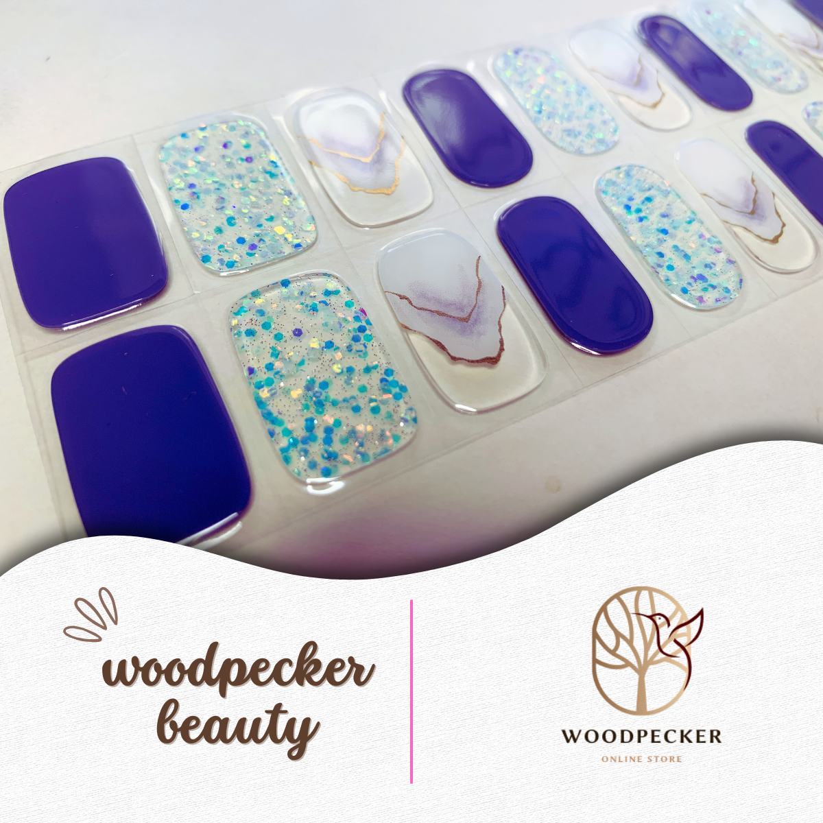 Woodpecker| Nail sticker Design Blue Style