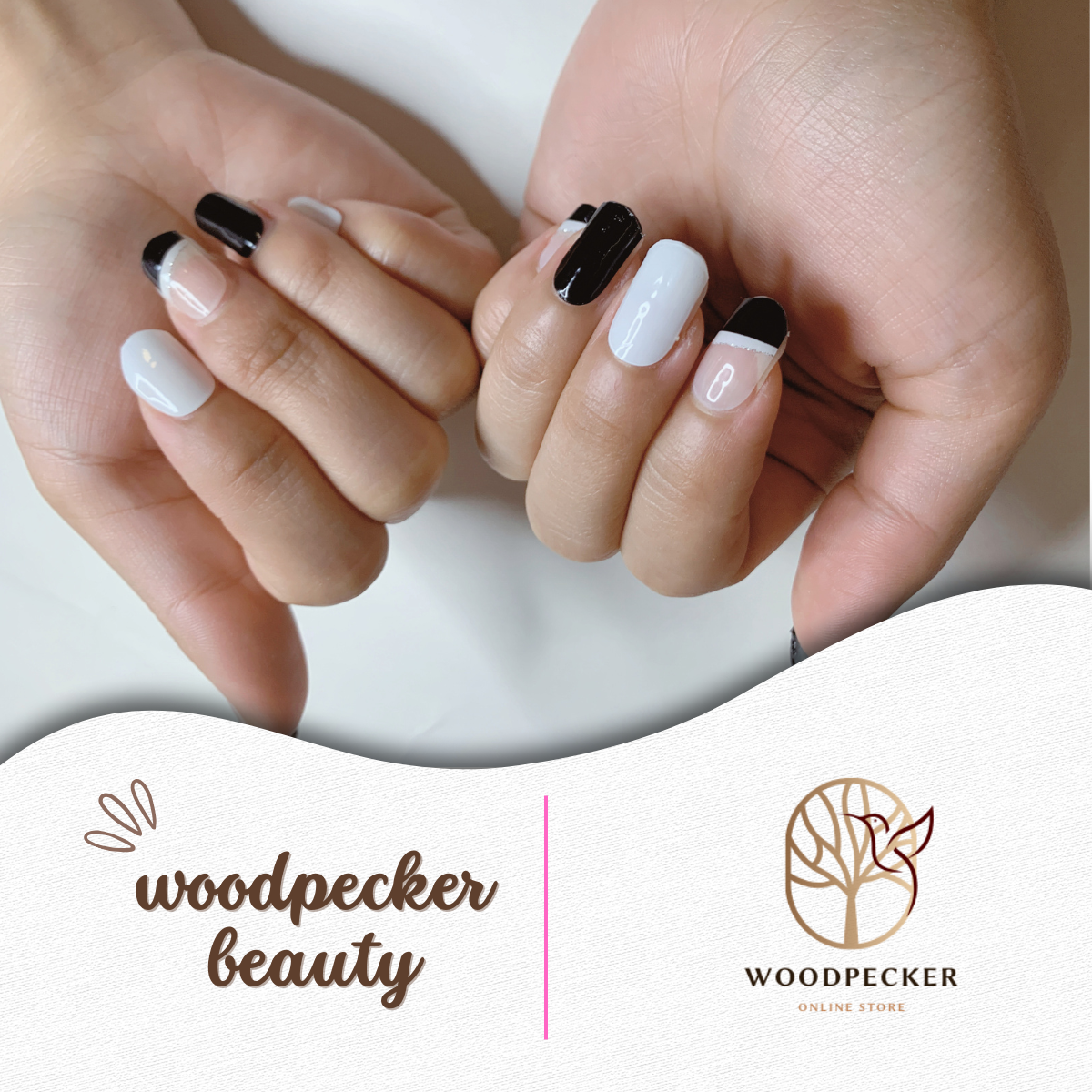 Woodpecker|Black & White Contrast Nail Stickers