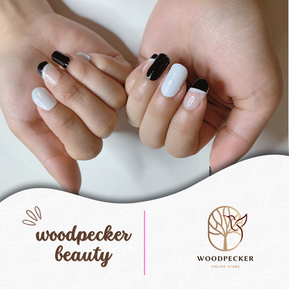 Woodpecker|Black & White Contrast Nail Stickers Woodpecker Beauty