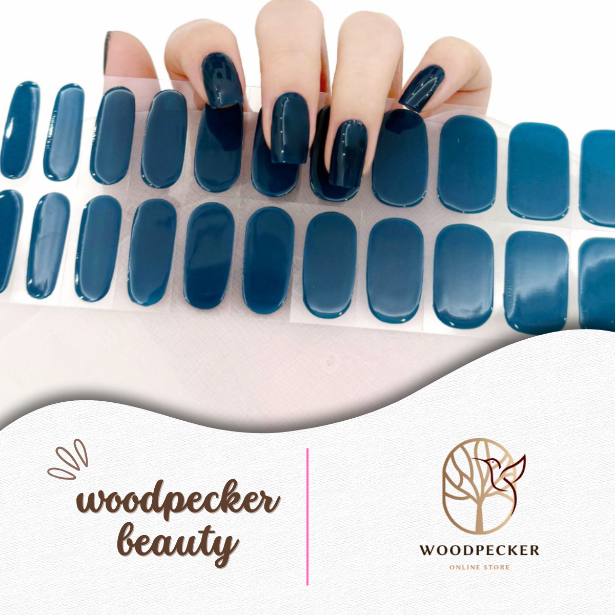 Deep blue gel nail wraps – long-lasting elegant look