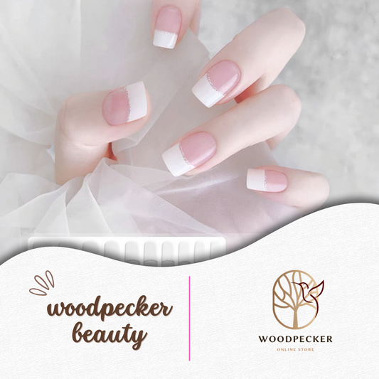 Woodpecker|White French Manicure Style Nail Stickers (Silver Stripe) Woodpecker Beauty