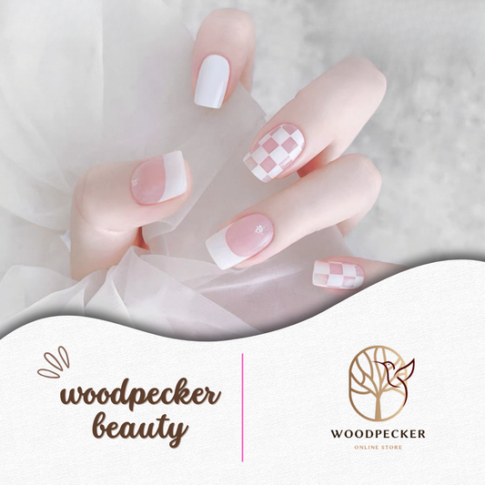 Woodpecker|Checkered French Tip Nail Stickers Woodpecker Beauty