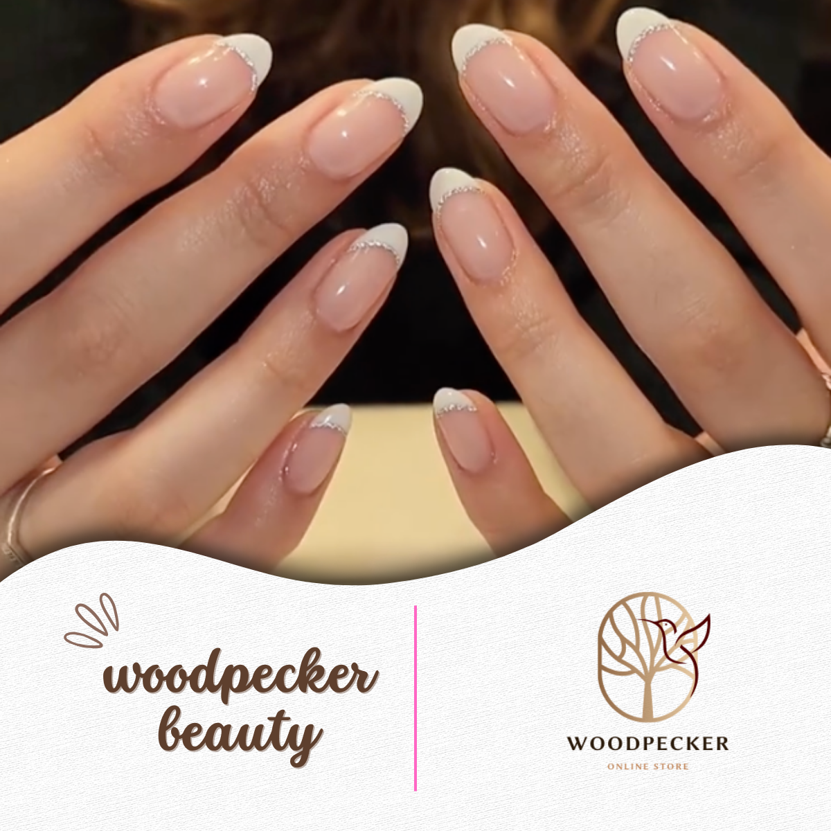 Woodpecker|White French Manicure Style Nail Stickers (Sliver Stripe) Woodpecker Beauty