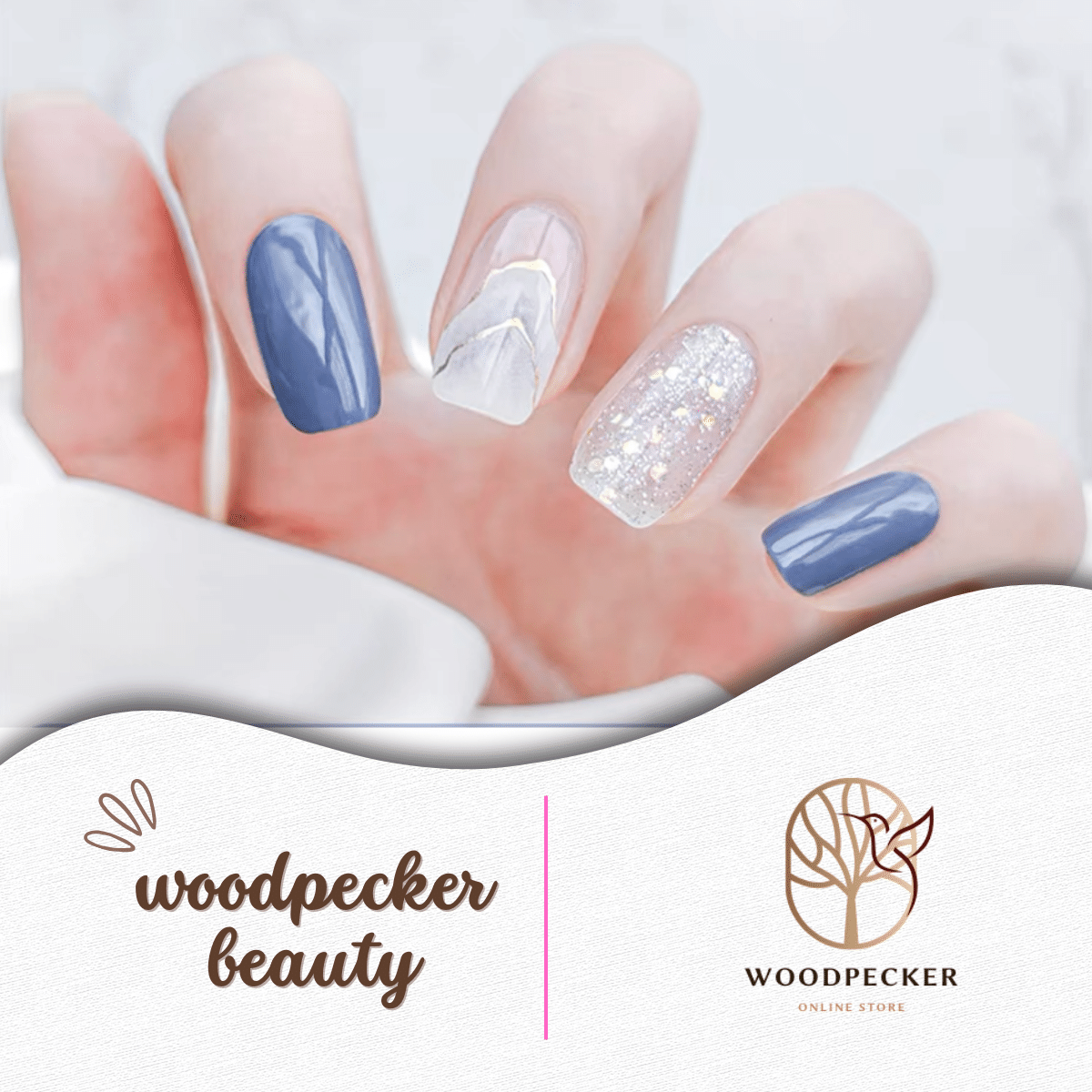 Woodpecker| Nail sticker Design Blue Style