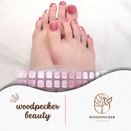 shiny pink square gel toenail stickers with glossy finish