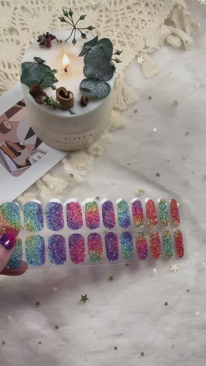the video of the rainbow nail stickers