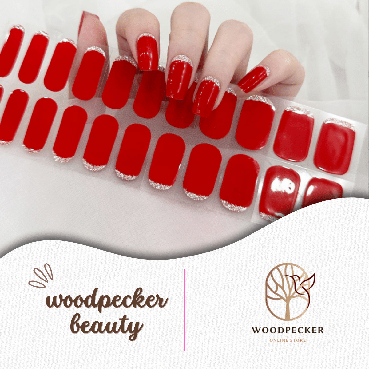 Woodpecker| Reverse French Tip Nail Stickers